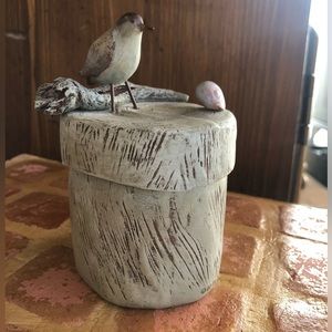 Spring Bird on Tree Trunk Trinket Holder